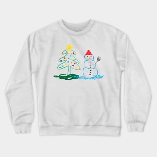 Ugly Christmas tree and snowman Crewneck Sweatshirt